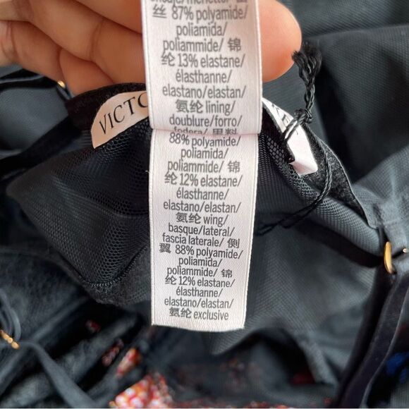 New Victoria’s Secret Chemise Babydoll Black Sheer Lace Small Sexy Deep Neck - Picture 9 of 10